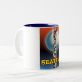 Reisposter van de zeemeerstokstaart tweekleurige koffiemok (Voorkant links)