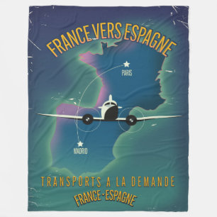 Reisposter van Frankrijk naar Spanje Fleece Deken