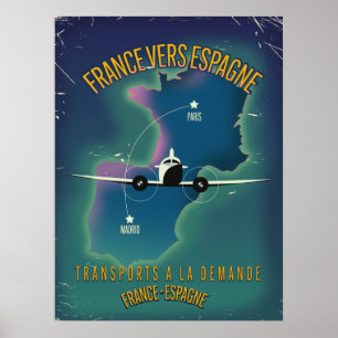 Reisposter van Frankrijk naar Spanje Poster