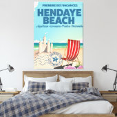 Reisposter van Hendaye Beach frankrijk Canvas Afdruk (Insitu (Slaapkamer))