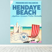 Reisposter van Hendaye Beach frankrijk Canvas Afdruk (Insitu (Houten vloer))