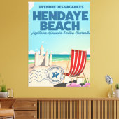 Reisposter van Hendaye Beach frankrijk Canvas Afdruk (Insitu (Woonkamer))
