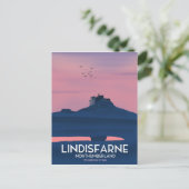 Reisposter van het Castle-kanaal Lindisfarne North Briefkaart (Staand voorkant)