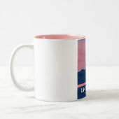 Reisposter van het Castle-kanaal Lindisfarne North Tweekleurige Koffiemok (Links)