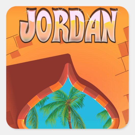 Reisposter van het Jordaanpaleis Vierkante Sticker (Voorkant)