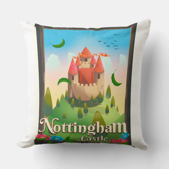 Reisposter van het kasteel van Nottingham Kussen (Voorkant)