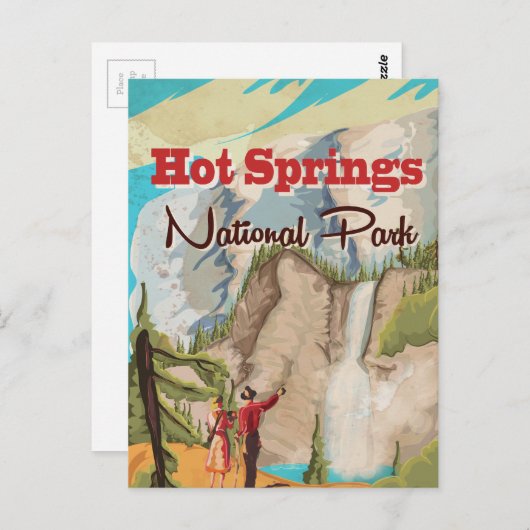 Reisposter van het nationale park Hot Springs Briefkaart (Voorkant / Achterkant)