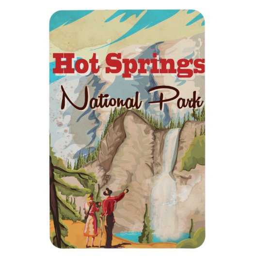 Reisposter van het nationale park Hot Springs Magneet (Verticaal)
