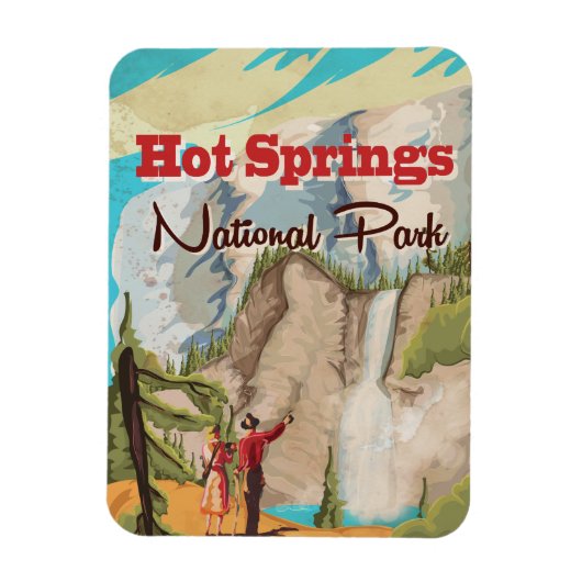 Reisposter van het nationale park Hot Springs Magneet (Verticaal)