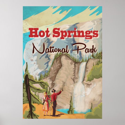 Reisposter van het nationale park Hot Springs Poster (Voorkant)