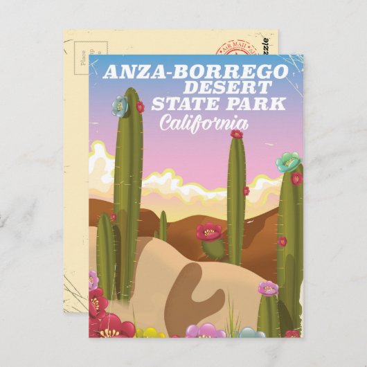 Reisposter van het natuurpark Anza-Borrego Briefkaart (Voorkant / Achterkant)