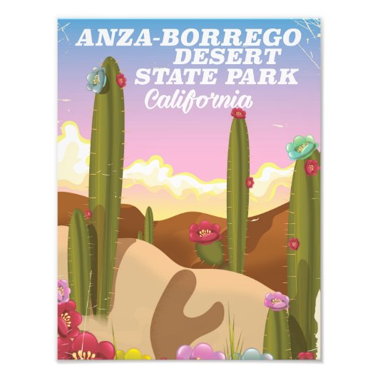 Reisposter van het natuurpark Anza-Borrego Foto Afdruk (Voorkant)