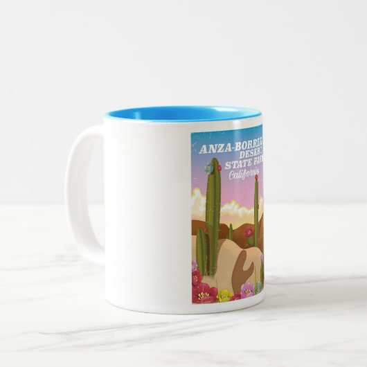 Reisposter van het natuurpark Anza-Borrego Tweekleurige Koffiemok (Voorkant links)