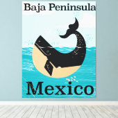 reisposter van het schiereiland baja canvas afdruk (Insitu (Houten vloer))