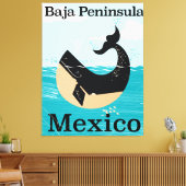 reisposter van het schiereiland baja canvas afdruk (Insitu (Woonkamer))
