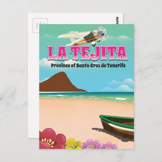 Reisposter van het strand La Tejita Tenerife Briefkaart (Voorkant / Achterkant)