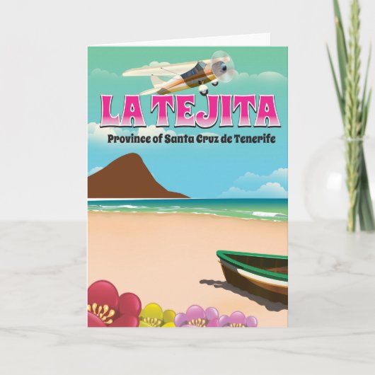 Reisposter van het strand La Tejita Tenerife Feestdagen Kaart (Voorkant)