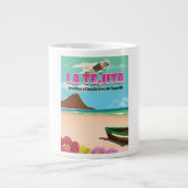 Reisposter van het strand La Tejita Tenerife Grote Koffiekop (Voorkant)