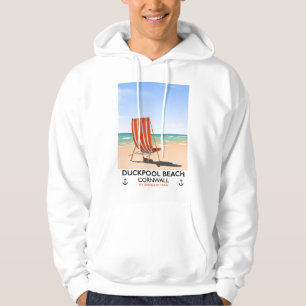Reisposter van het strand van Duckpool Cornwall Hoodie