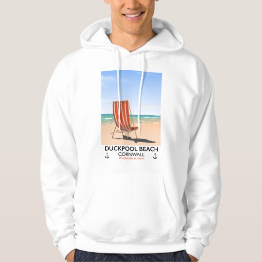 Reisposter van het strand van Duckpool Cornwall Hoodie (Voorkant)