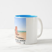 Reisposter van het strand van Duckpool Cornwall Tweekleurige Koffiemok (Voorkant rechts)