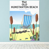 Reisposter van het strand van Old Hunstanton Canvas Afdruk (Insitu (Houten vloer))