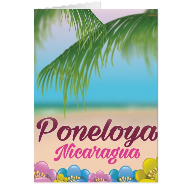 Reisposter van het strand van Poneloya nicaragua (Voorkant)