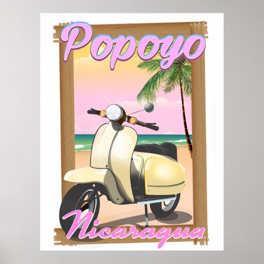 Reisposter van het strand van Popoyo Nicaragua Poster (Voorkant)
