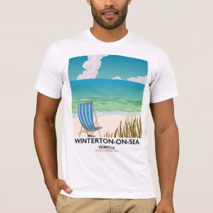 Reisposter van het strand van Winterton-on-Zee Nor T-shirt