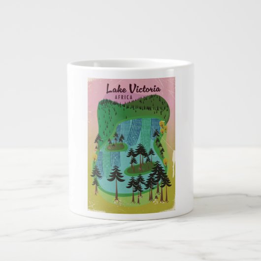 Reisposter van het Victoriameer in Afrika Grote Koffiekop (Voorkant)