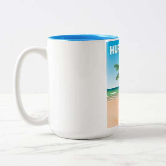 Reisposter van Hurghada Egypt Tweekleurige Koffiemok (Links)