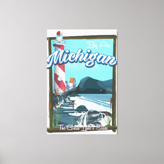 Reisposter van Michigan Lighthouse! Canvas Afdruk (Voorkant)
