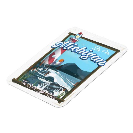 Reisposter van Michigan Lighthouse! Magneet (Linkerzijde)