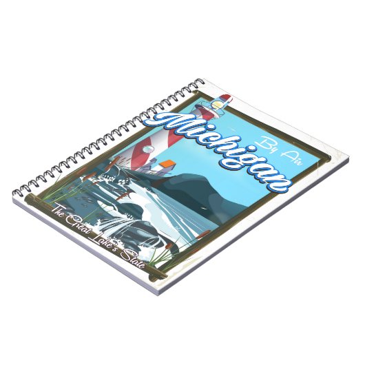 Reisposter van Michigan Lighthouse! Notitieboek (Linkerzijde)