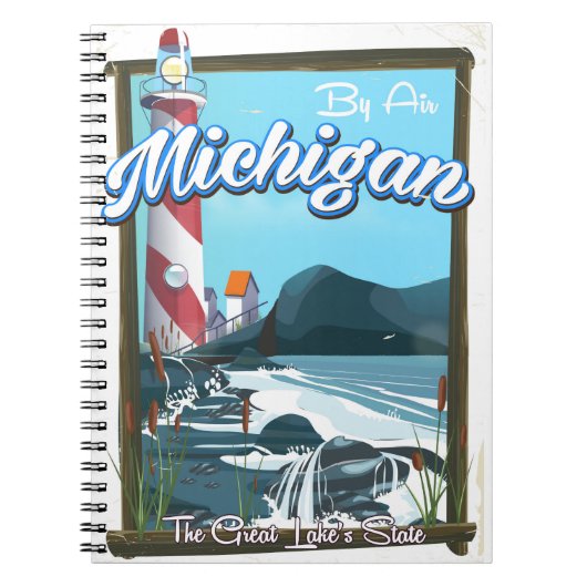 Reisposter van Michigan Lighthouse! Notitieboek (Voorkant)