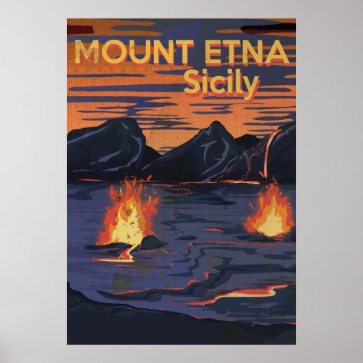 Reisposter van Mount Etna, Sicilië uit vroeger tij Poster (Voorkant)