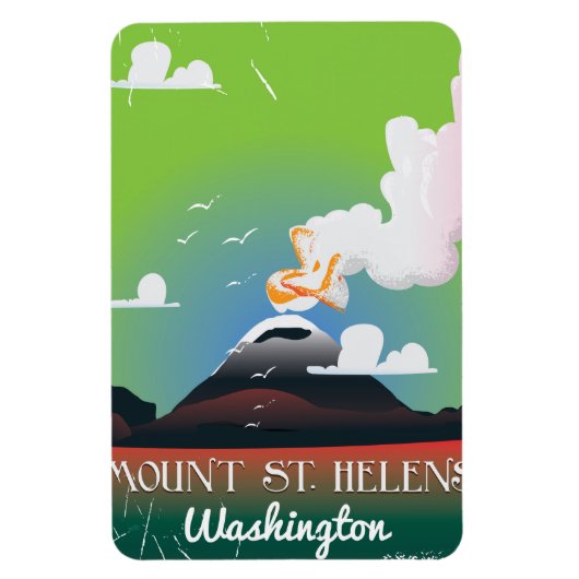 Reisposter van Mount St. Helens uit het verleden. Magneet (Verticaal)