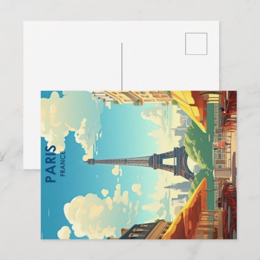 reisposter van Parijs uit het verleden Briefkaart (Voorkant / Achterkant)