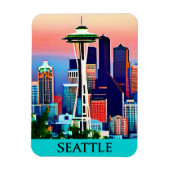Reisposter van Seattle onder een Dawn Sky Magneet (Verticaal)