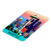 Reisposter van Seattle onder een Dawn Sky Magneet (Linkerzijde)