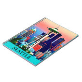 Reisposter van Seattle onder een Dawn Sky Notitieboek (Linkerzijde)
