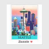 Reisposter van Seattle onder een Dawn Sky Sticker (Vel)