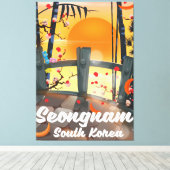 Reisposter van Seongnam Zuid-Korea Canvas Afdruk (Insitu (Houten vloer))