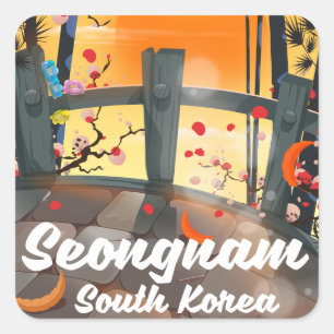 Reisposter van Seongnam Zuid-Korea Vierkante Sticker