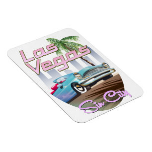 Reisposter van Sin City Las Vegas 1980s Magneet