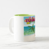 Reisposter van Tuvalu Island Tweekleurige Koffiemok (Voorkant links)