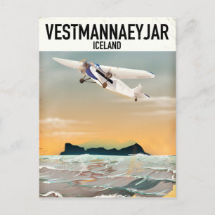 Reisposter van Vestmannaeyjar IJsland. Briefkaart