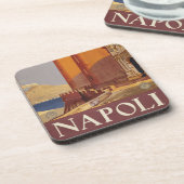 Reisposter van Vesuvius en de baai van Napels Bier Onderzetter (Linkerzijde)