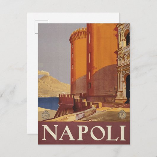 Reisposter van Vesuvius en de baai van Napels Briefkaart (Voorkant / Achterkant)