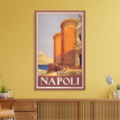 Reisposter van Vesuvius en de baai van Napels Canvas Afdruk (Insitu (Woonkamer))